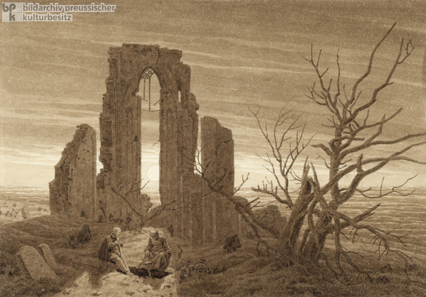 Caspar David Friedrich, <I>Winter –  Klosterruine und Kirchhof am Meer </i>(um 1826)